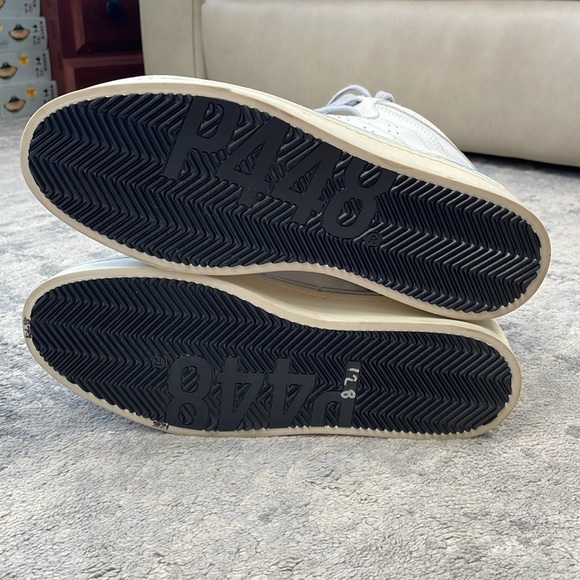 New P448 F22 Taylor Platform High Top Sneaker Side Zip Iridescent Strip Sz 42 - Picture 12 of 16